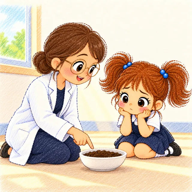 The teacher explaining roots to Aya