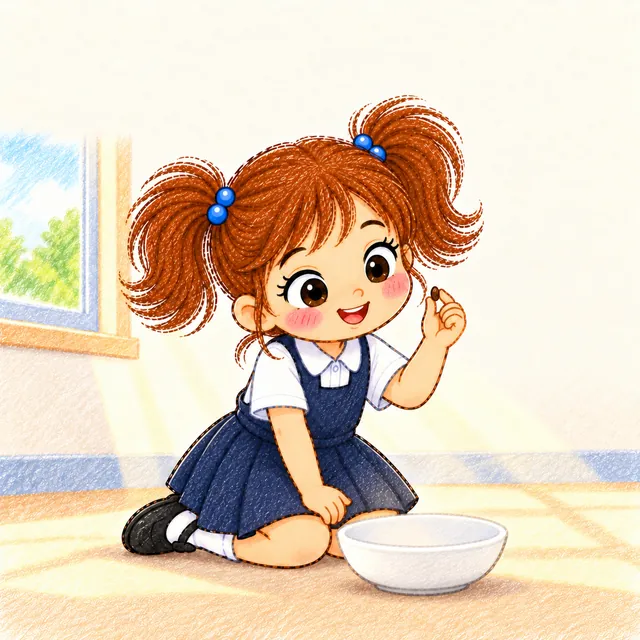 Aya holding a tiny seed